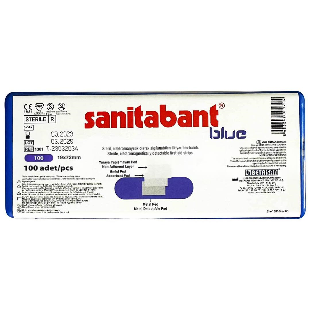 Sanitabant Metal İçeren Mavi Yara Bandı 100'lü