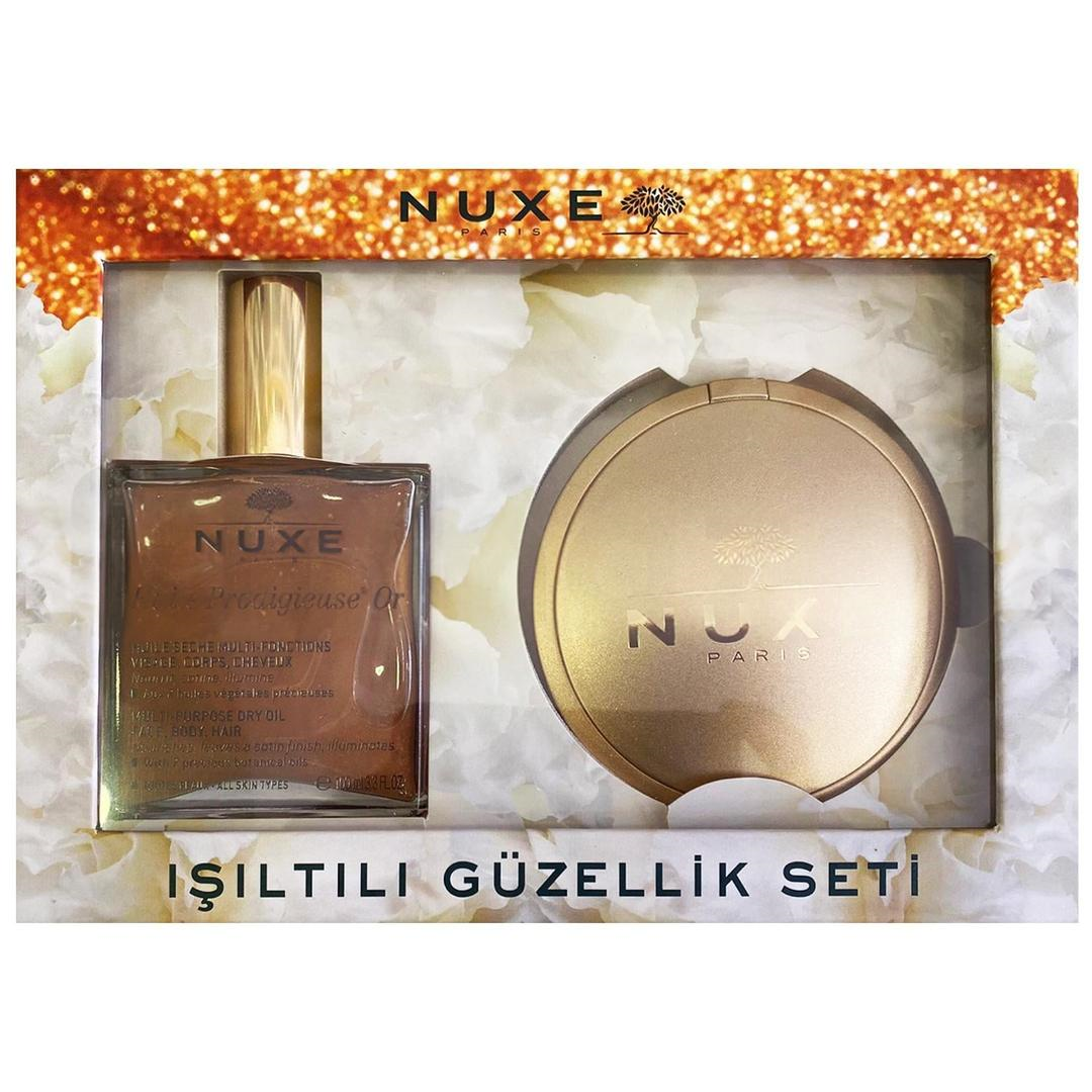 Nuxe Işıltılı Güzellik Seti - Or Kuru Yağ 100 ml + Kompakt Pudra 25 gr
