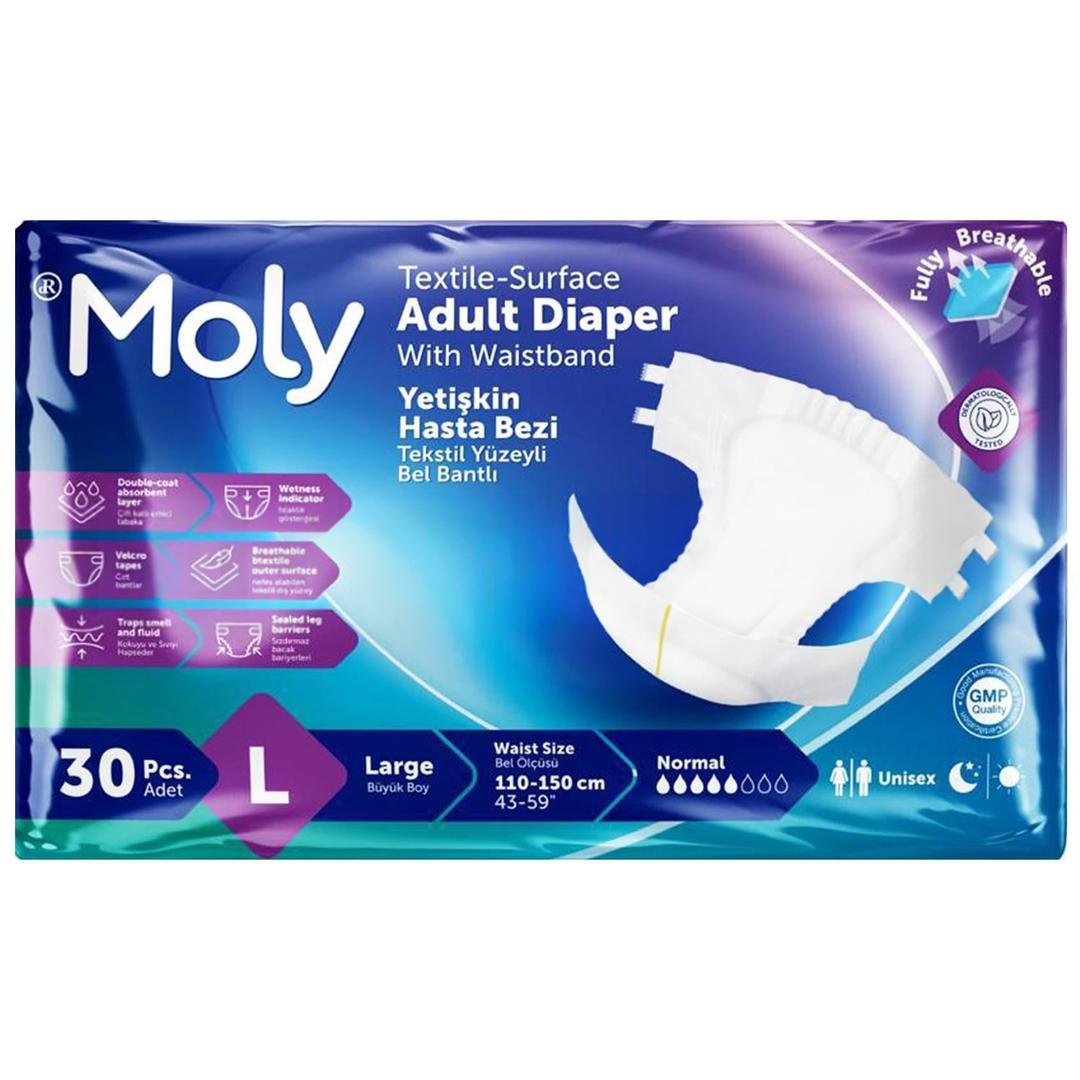Moly Bel Bantlı Hasta Bezi 5 Damla Large 30'lu