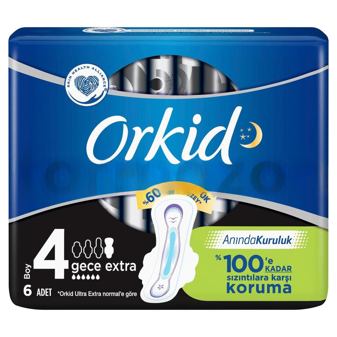 Orkid Hijyenik Ped Gece Extra Boy 4 6'lı