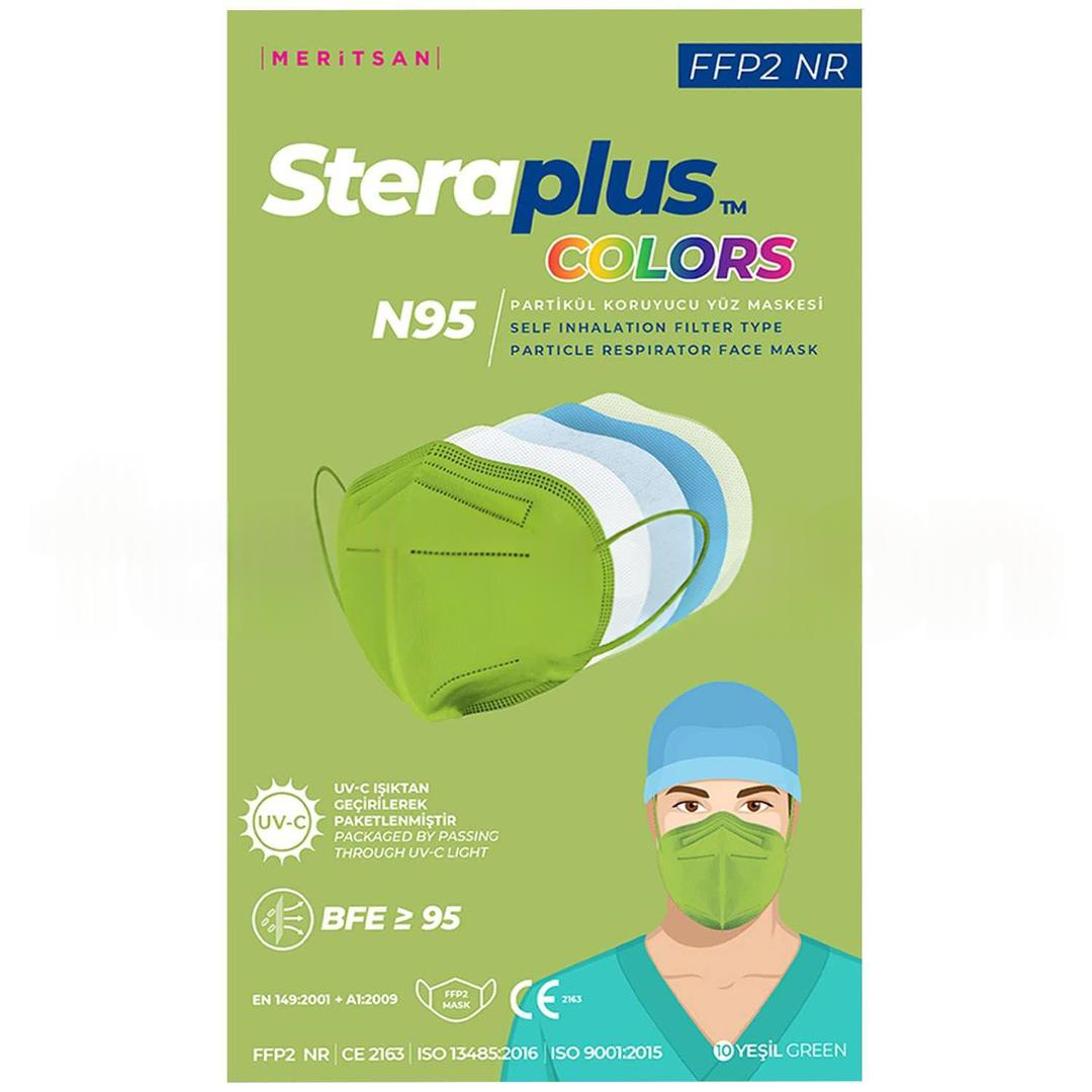 Steraplus Colors FFP2 N95 Tekli Paketlenmiş Yeşil Koruyucu Maske 10'lu