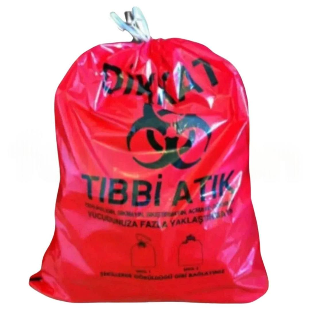 Tıbbi Atık Poşeti 72 cm x 80 cm Büzgülü İpli 10'lu