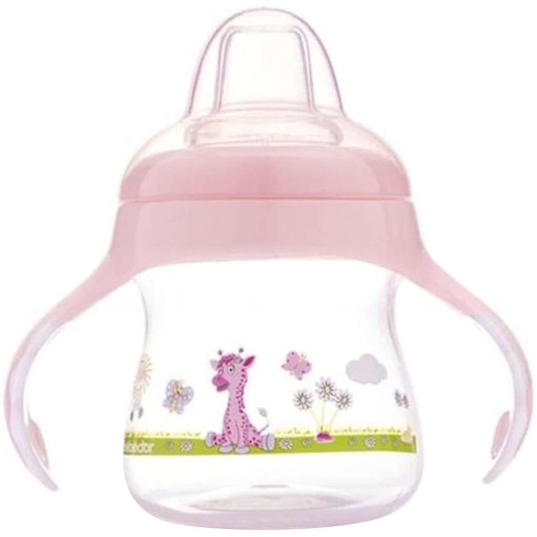 Bebedor 8507 Damla Akıtmaz Silikonlu Su Oluklu Bardak - Pembe