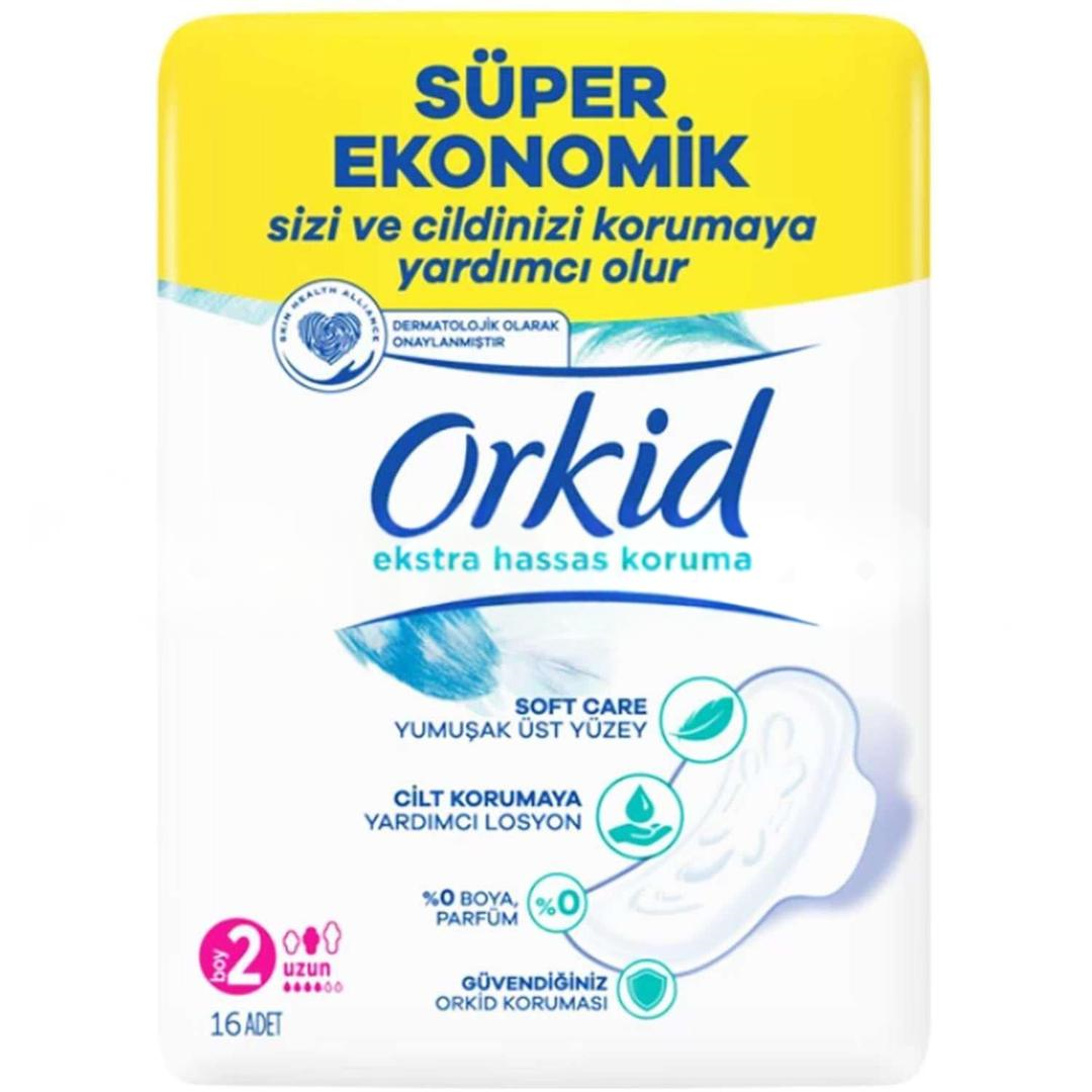 Orkid Extra Hijyenik Ped Hassas Koruma Dörtlü Uzun 16'lı