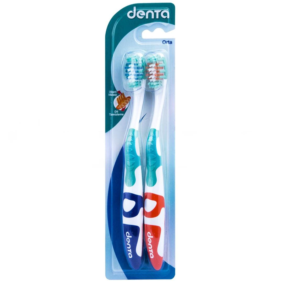 Denta Dil Temizlemeli Diş Fırçası Orta 1+1