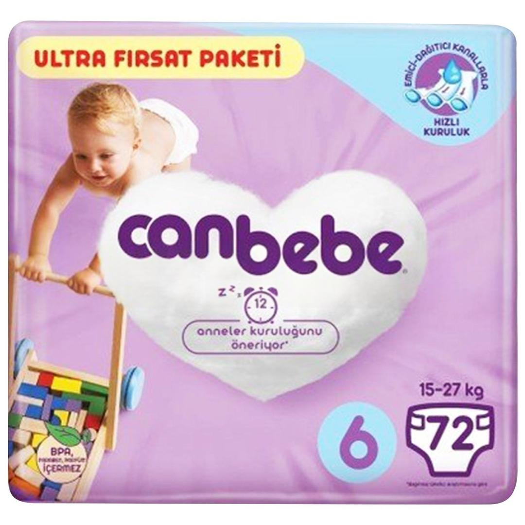 Canbebe Bebek Bezi 15-17 kg 6 Numara 72'li