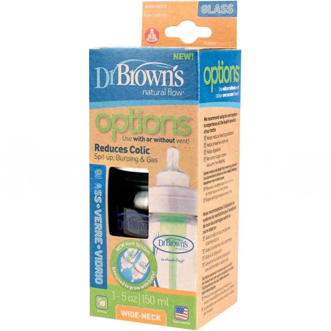 Dr. Brown's 5100 Yeni Geniş Ağızlı Antikolik Cam Biberon 150 ml