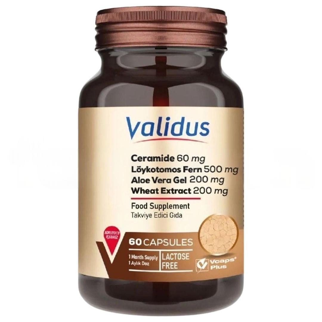 Validus Ceramide 60 mg + Löykotomos Fern 500 mg + Aloe Vera Gel 200 mg + Wheat Extract 200 mg 60 Kapsül