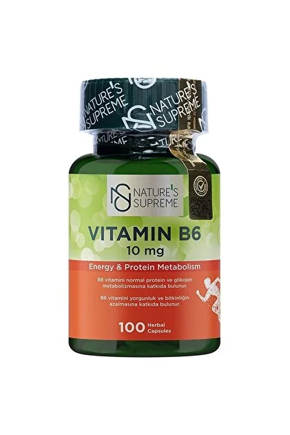 Nature's Supreme Vitamin B6 10 mg Energy 100 Kapsül