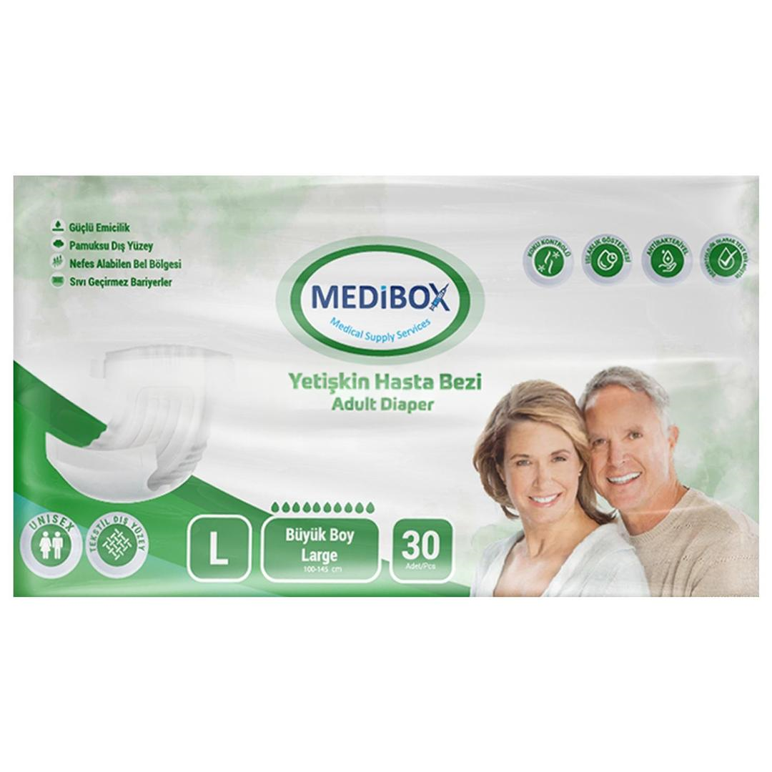 Medibox Yetişkin Bel Bantlı Hasta Bezi Büyük Boy Large 30 Adet Erkek Kadın - 1 Paket