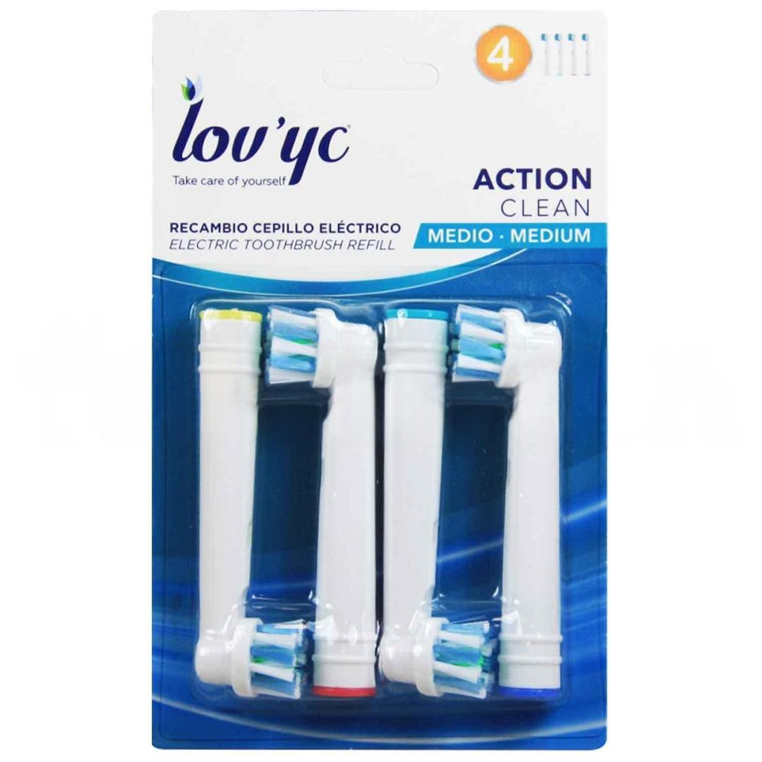 Lov'yc Action Clean Orta Elektrikli Diş Fırçası Yedeği 4'lü