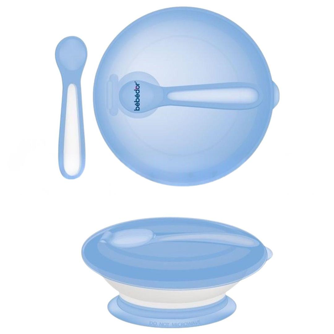 Bebedor Vakumlu Tabak Kaşık Set - Mavi