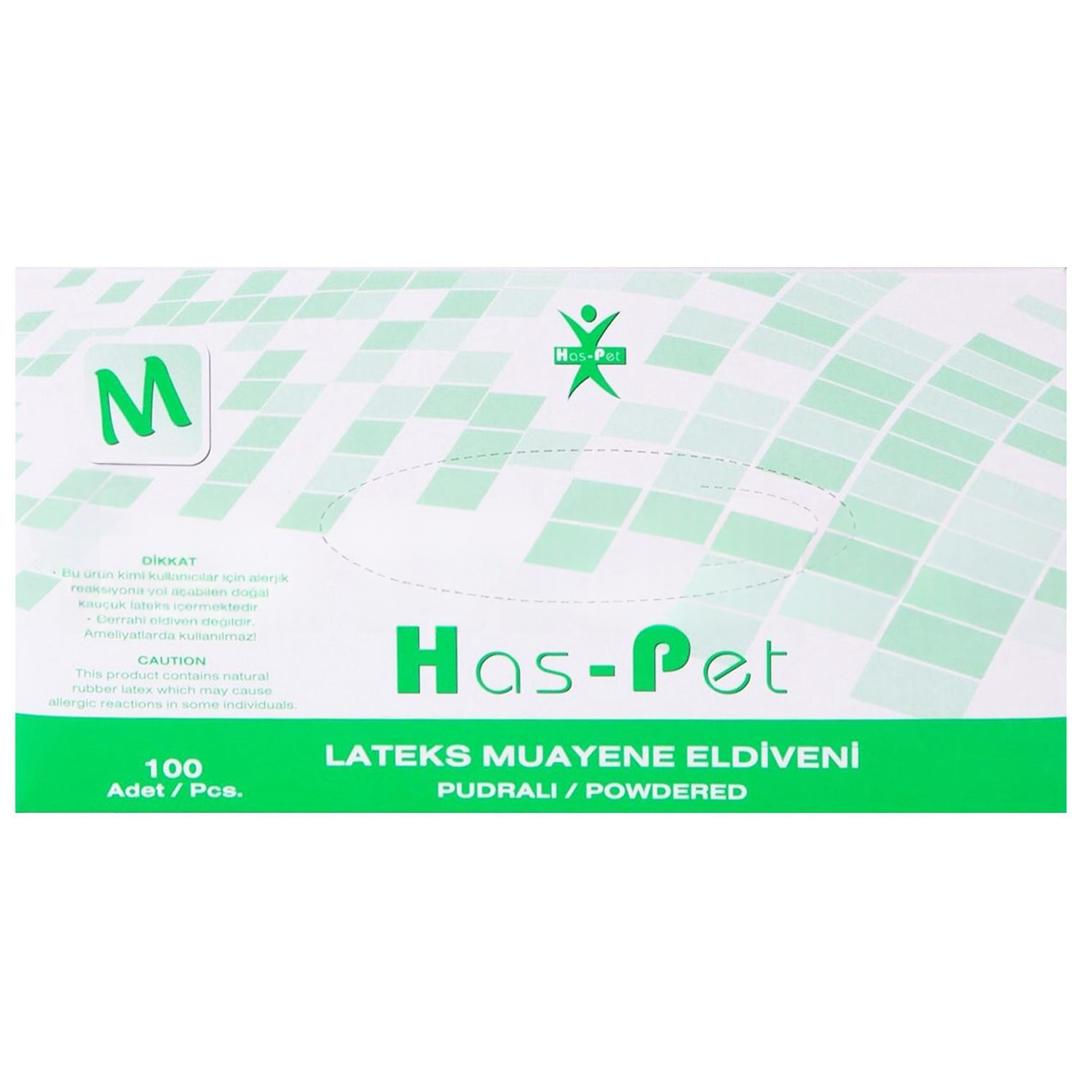 Haspet Latex Pudralı Eldiven Medium 100'lü