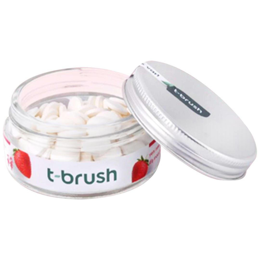 T-Brush Efervesan Diş Macunu Tableti 90 Adet Florürsüz Çilek Aromalı