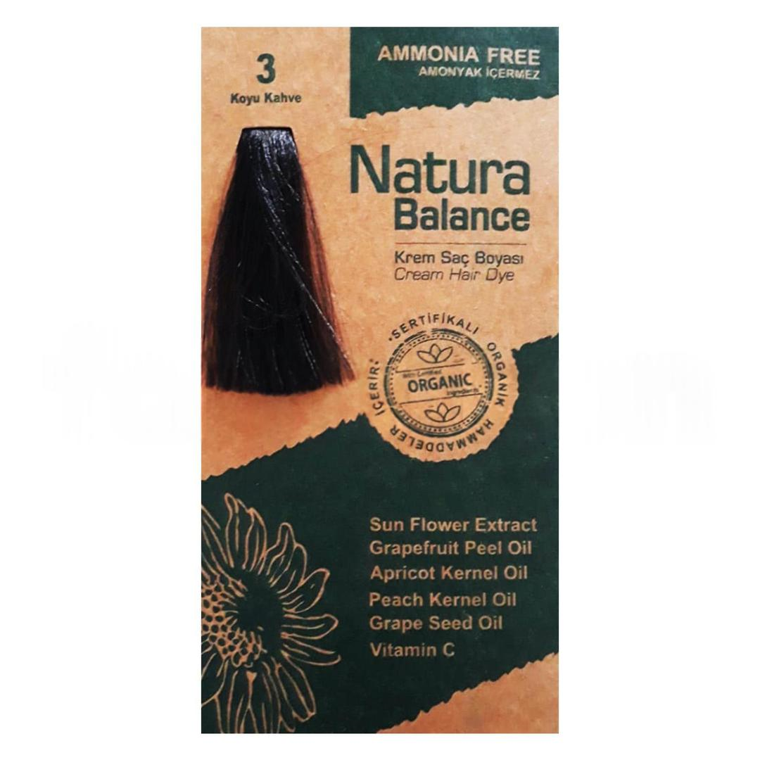 Natura Balance Organik Krem Saç Boyası 60 ml - 3 Koyu Kahve