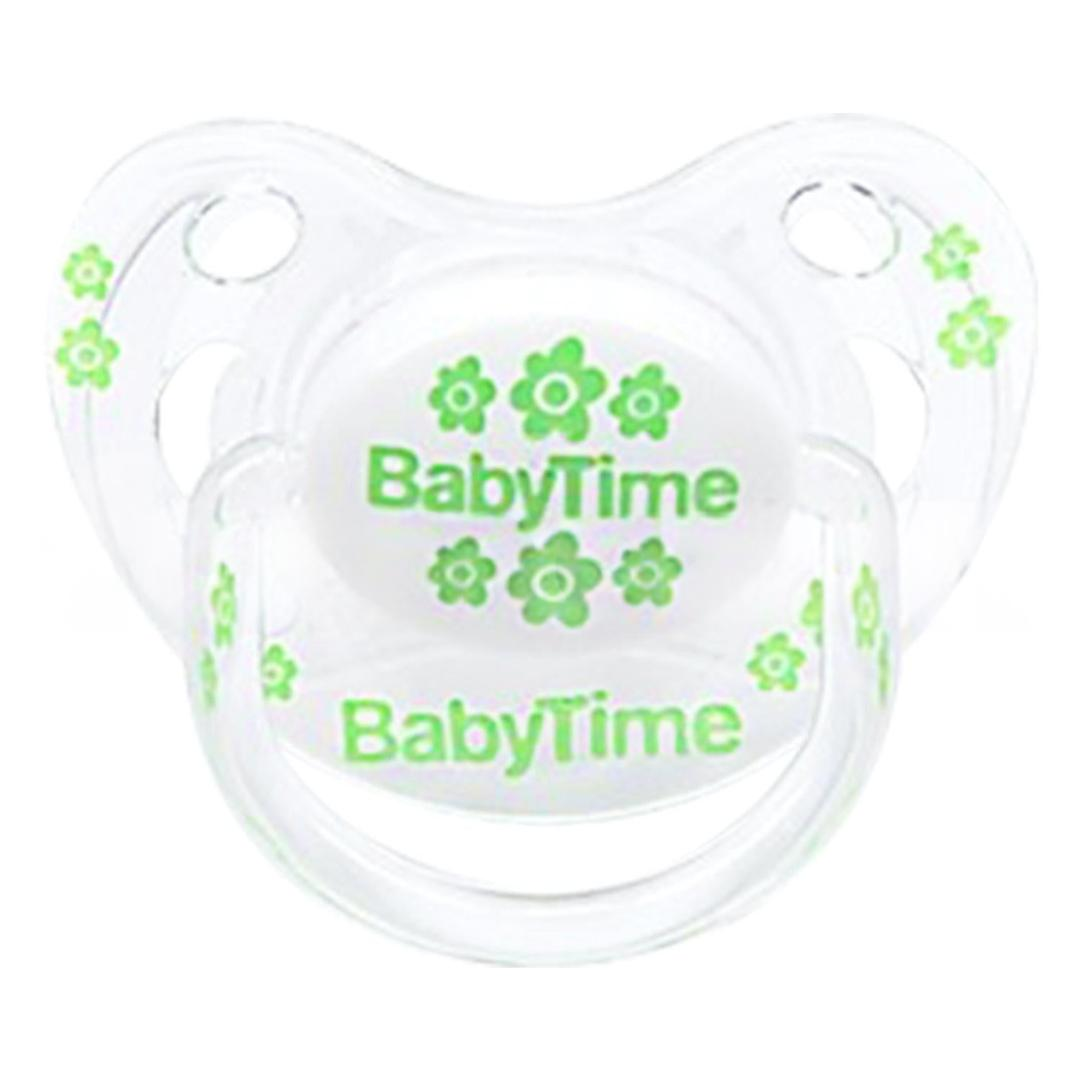 Baby Time Silikon Damaklı & Koruyucu Kapaklı Şeffaf Gövdeli & Desenli Emzik No: 1 - Karma Renk
