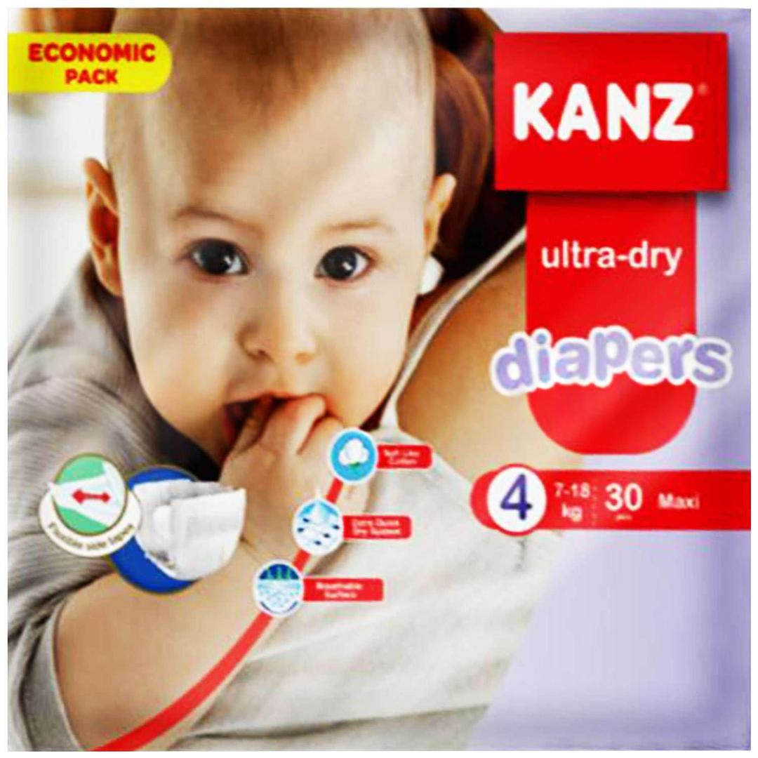Kanz Ekonomik Paket Bebek Bezi Ultra-Dry Maxi 7 - 18 kg 4 Numara 30'lu