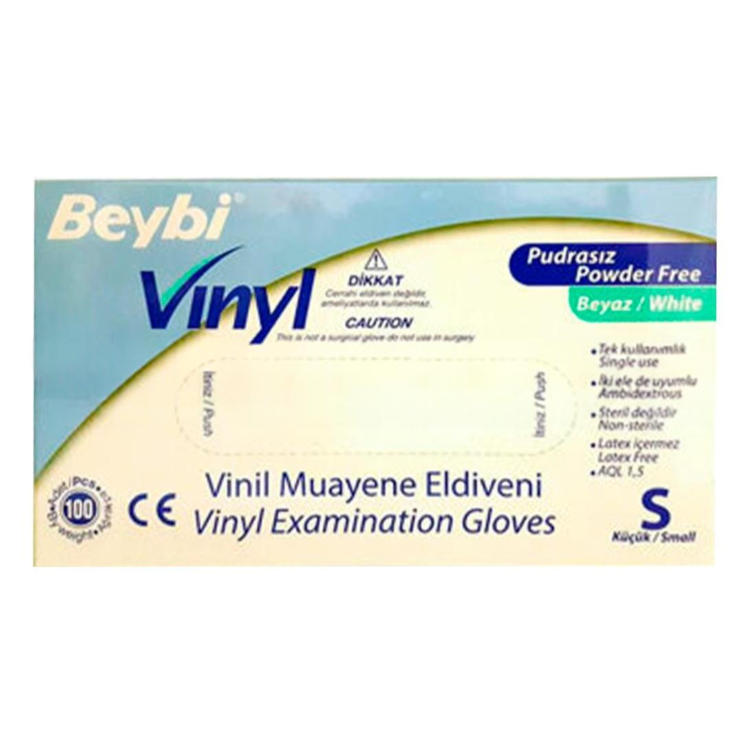 Beybi Vinyl Muayene Eldiveni Pudrasız Lateks İçermez Small 100'lü - Eski Ambalaj