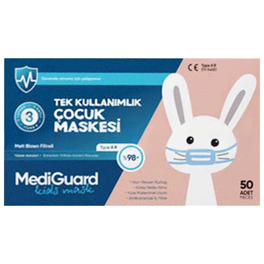 Mediguard 3 Katlı Meltblown 10'lu Paketlenmiş Erkek Çocuk Cerrahi Maske Telli 50'li