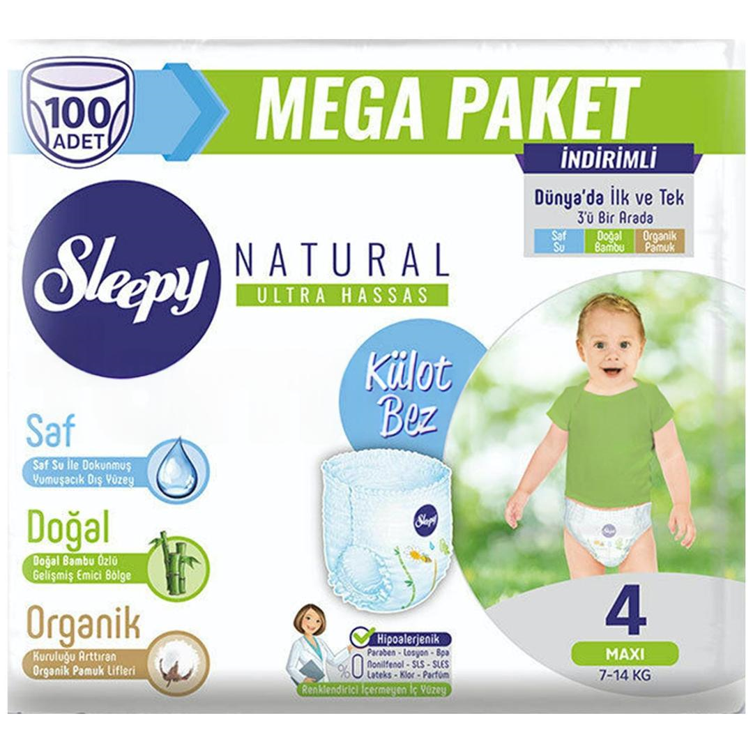 Sleepy Natural Mega Paket 4 Beden Maxi Külot Bez 100'lü