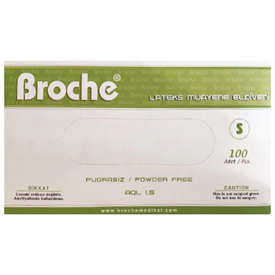 Broche Pudrasız Lateks Muayene Eldiveni Small 100'lü