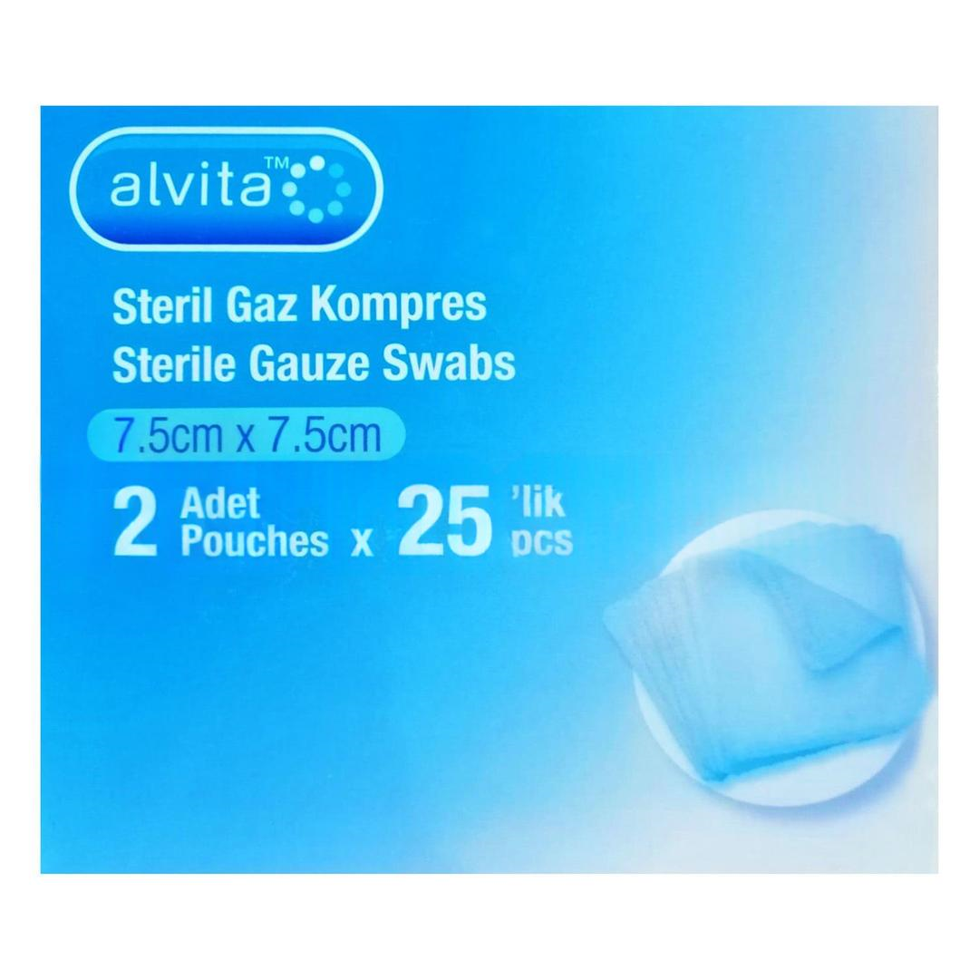 Alvita Steril Gaz Kompres 7,5x7,5 cm 2 Pouches 25'li