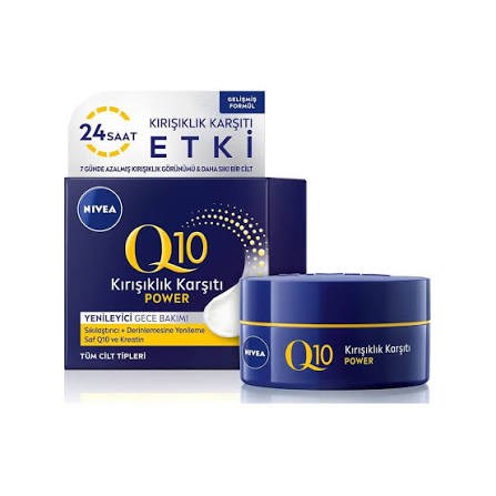 NIVEA Q10 POWER KIRIŞIKLIK KARŞITI YENİLEYİCİ GECE BAKIM KREMİ 2X KOLAJEN TETİKLEYİCİ 50ML