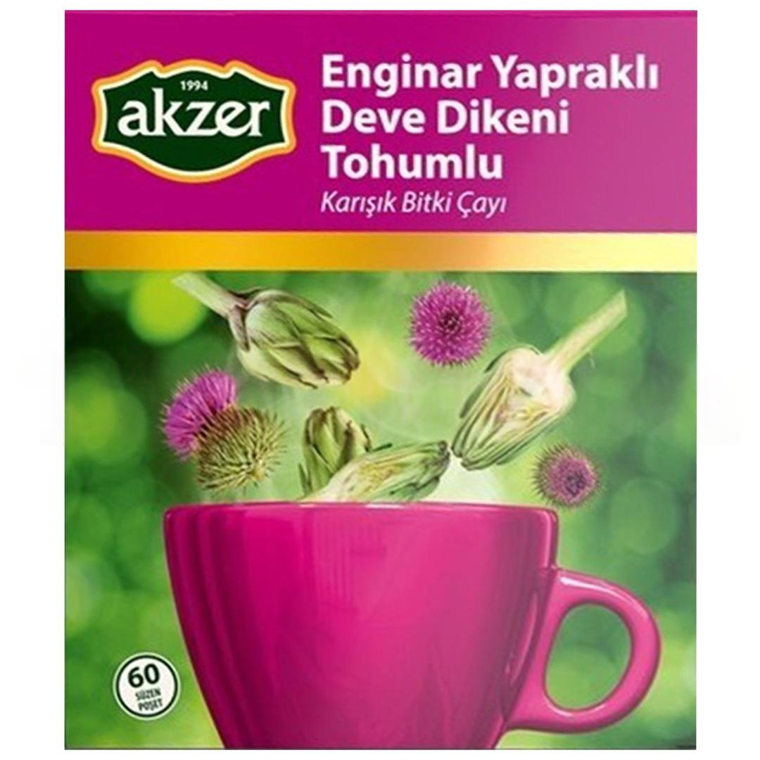 Akzer Enginar Yapraklı Deve Dikeni Tohumlu Çay 60'lı Süzen Poşet