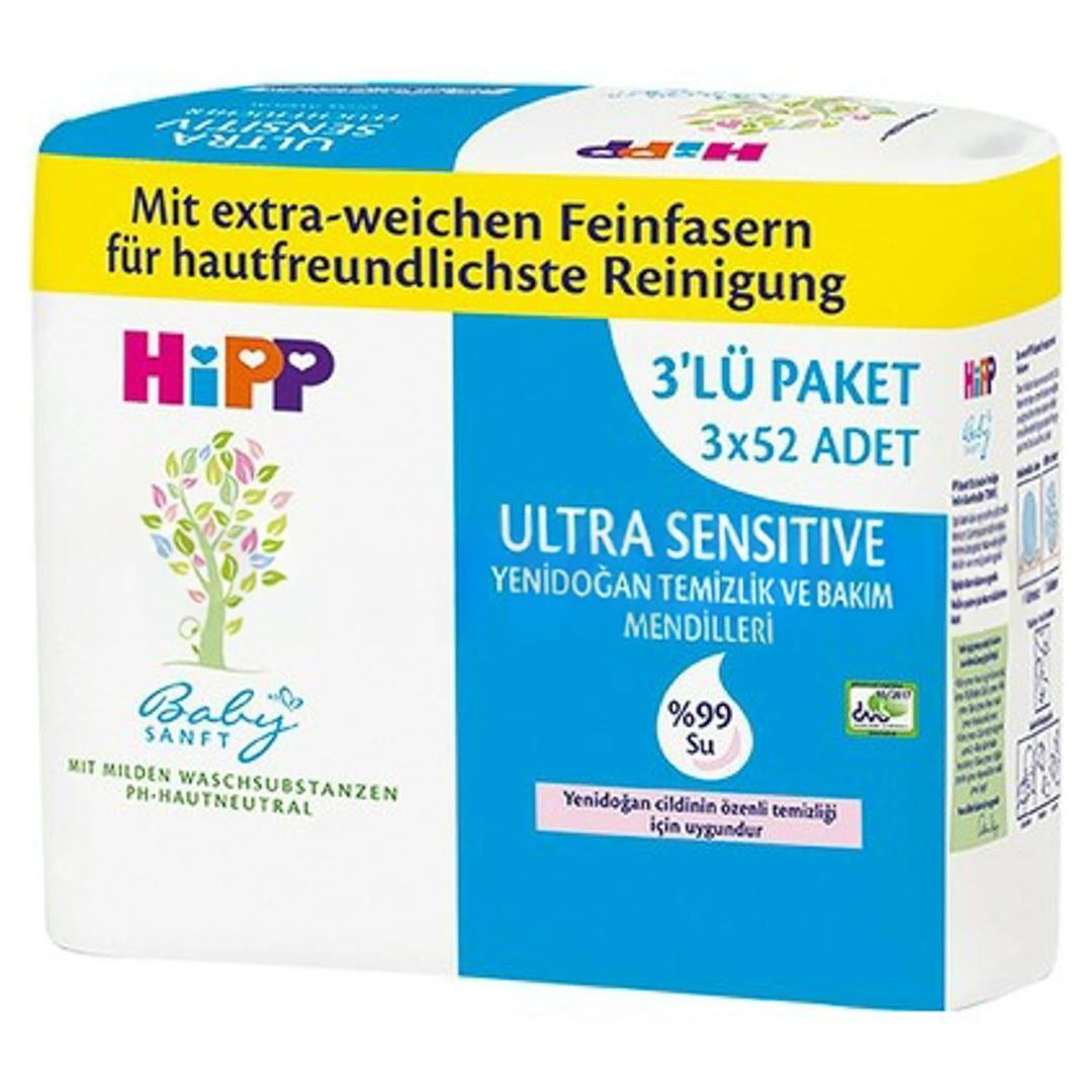 Hipp Ultra Sensitive Yenidoğan Mendil 52'li - 3'lü