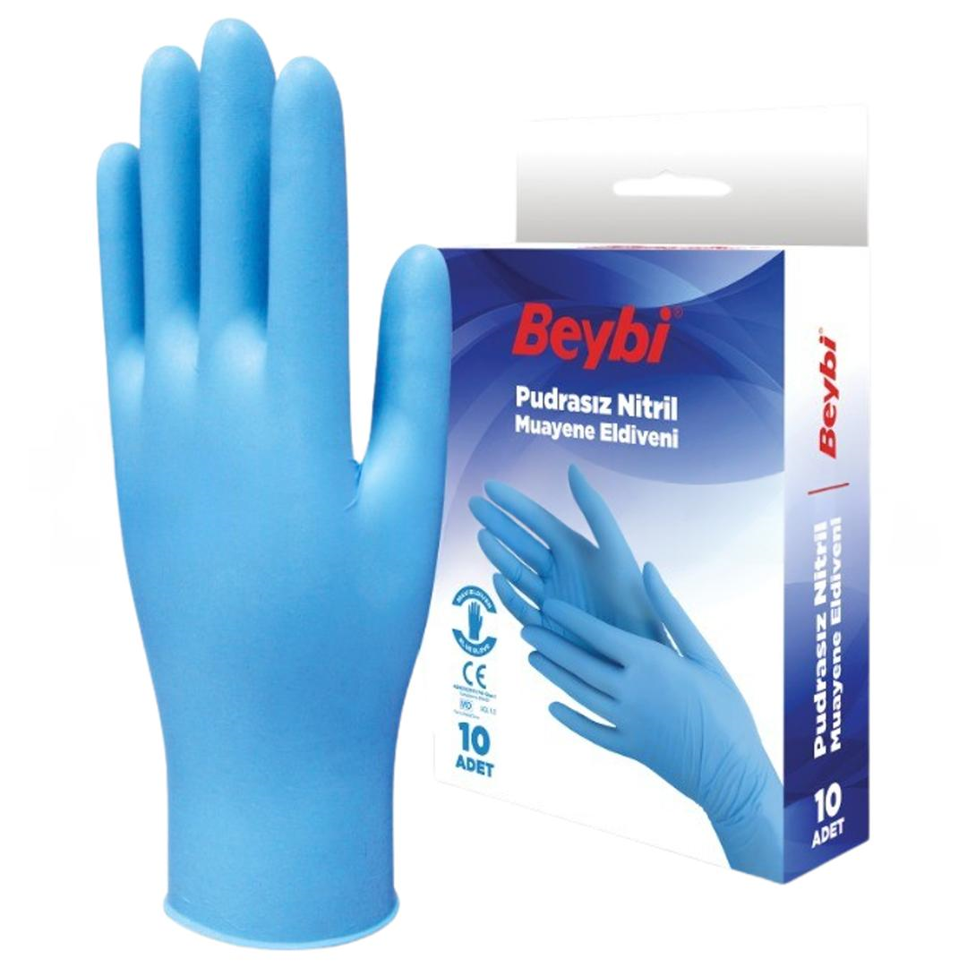 Beybi Nitril Mavi Pudrasız Eldiven 10’lu