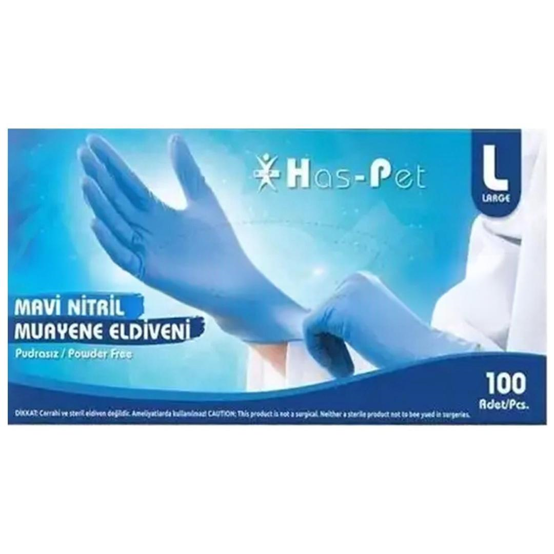 Haspet Nitril Pudrasız Eldiven Large 100'lü