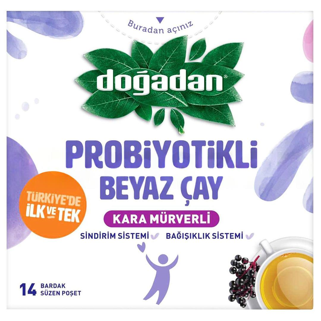 Doğadan Probiyotikli Beyaz Çay Kara Mürverli 14 Poşet