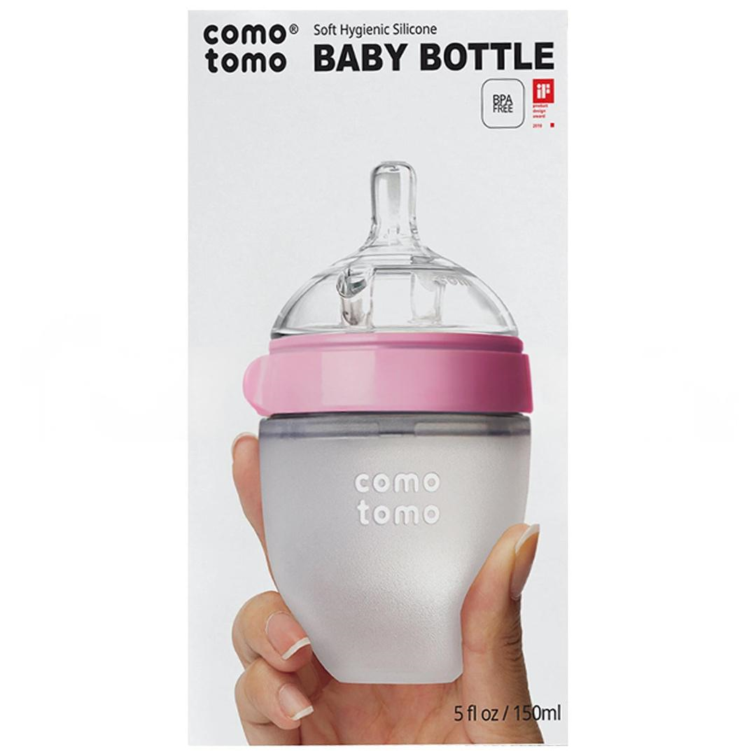 Comotomo Antikolik Yavaş Akışlı (0-3 Ay) Yenidoğan Silikon Biberon 150 ml - Pembe