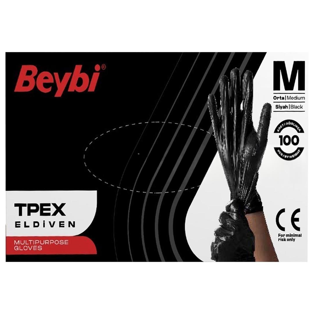 Beybi Tpex Eldiven Siyah Medium 100'lü