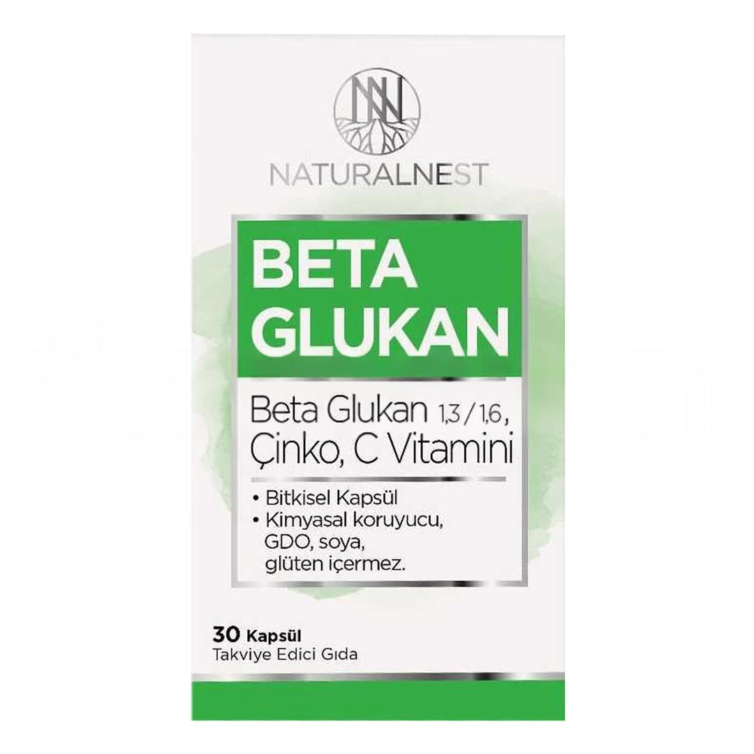 Naturalnest 1,3/1,6 Beta Glukan Çinko Vitamin C İçeren Takviye Edici Gıda 30 Kapsül