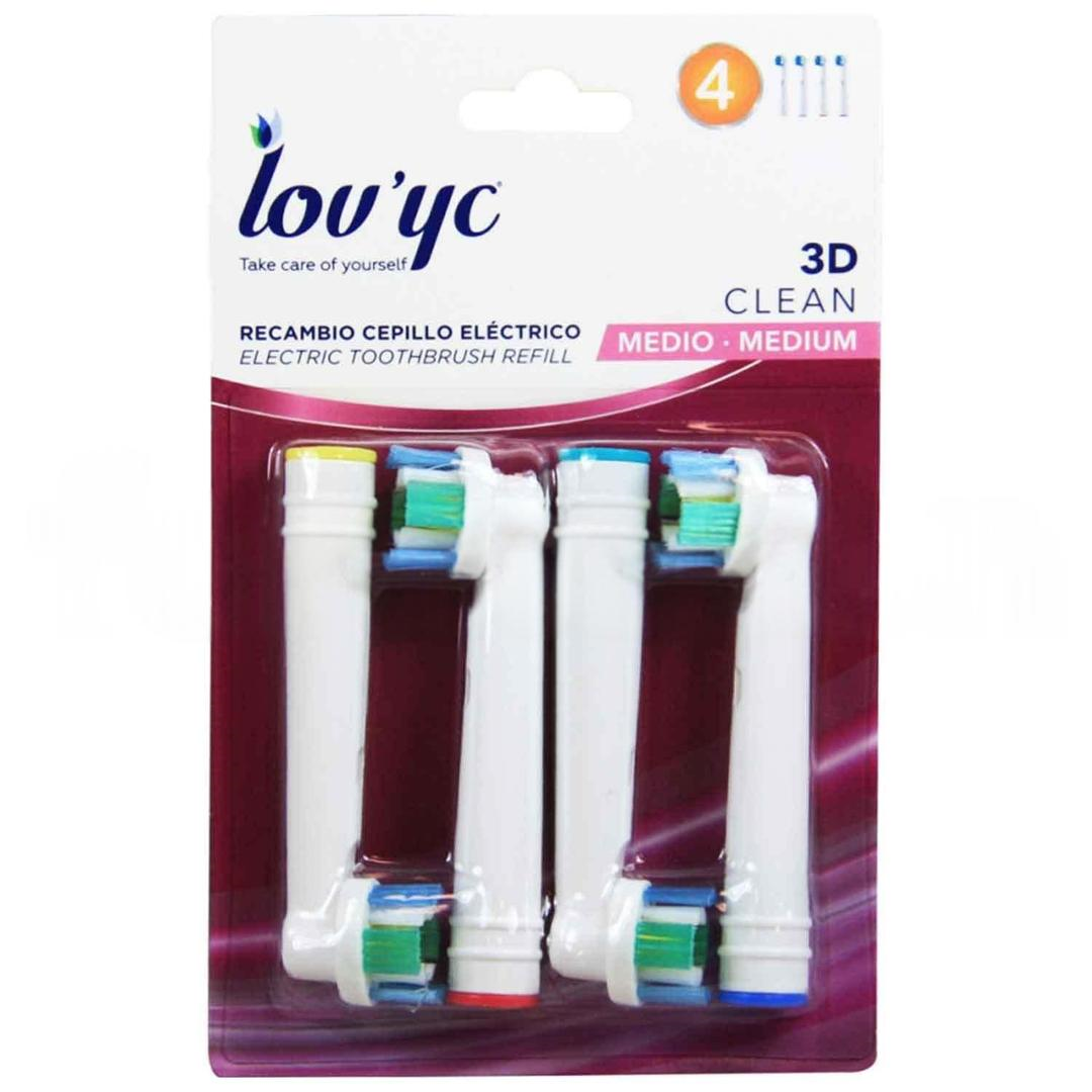 Lov'yc 3D Clean Orta Elektrikli Diş Fırçası Yedeği 4'lü