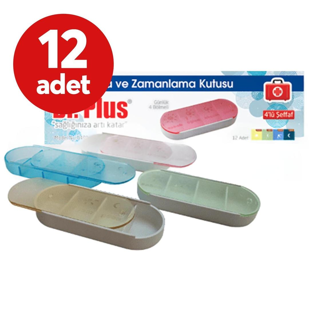 Dr. Plus İlaç Saklama Kutusu Şeffaf 4'lü - 12 Adet
