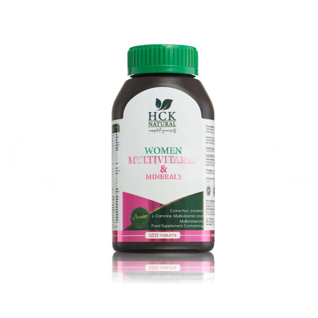 Hck Natural Kadınlara Özel Multivitamin-Multimineral Kompleks L Karnitin Turna Yemişi 120 Tablet
