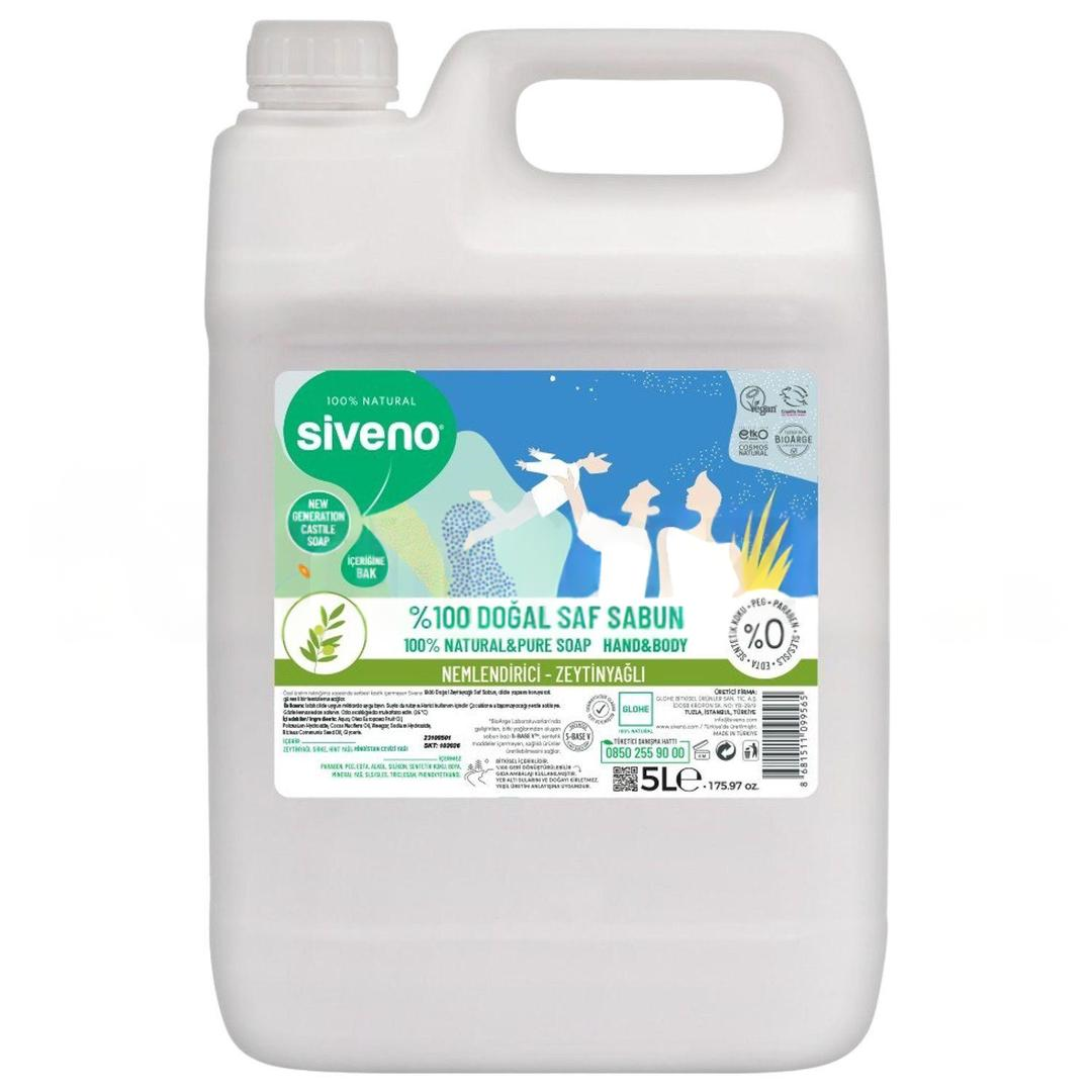 Siveno %100 Doğal Sıvı Kastil Sabun Zeytinyağlı Yoğun Nemlendirici Arındırıcı Bitkisel Vegan 5000 ml