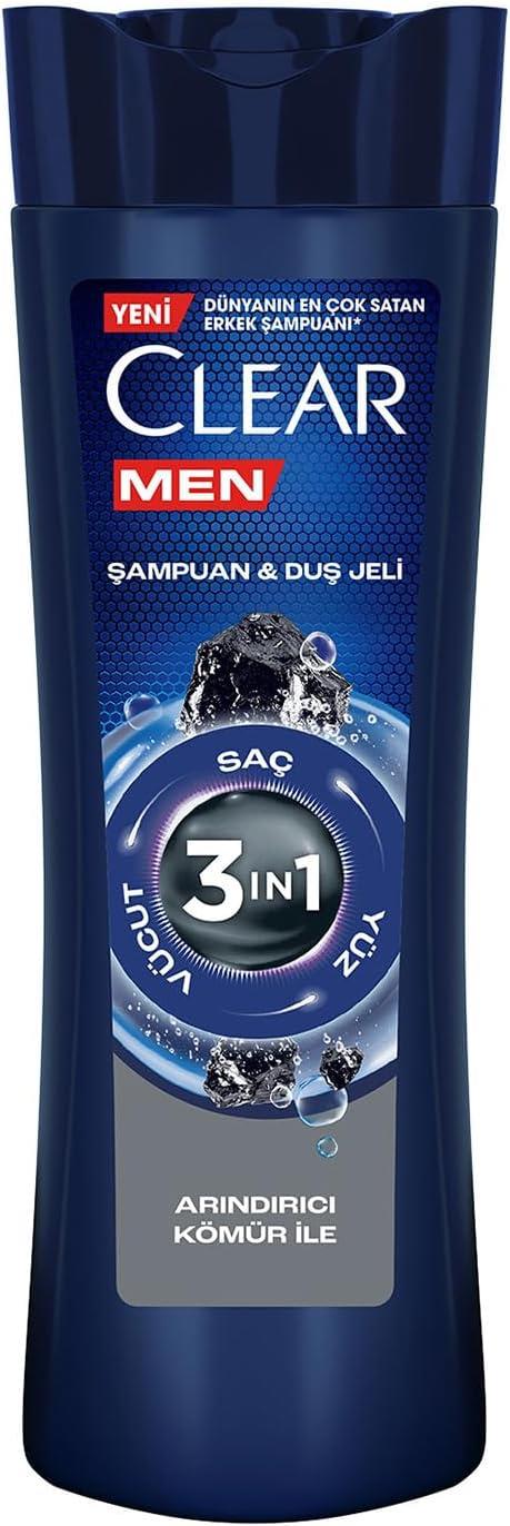 Clear Men 3 In 1 Arındırıcı Kömür Saç Yüz Vücut Için 350 ml Şampuan & Duş Jeli