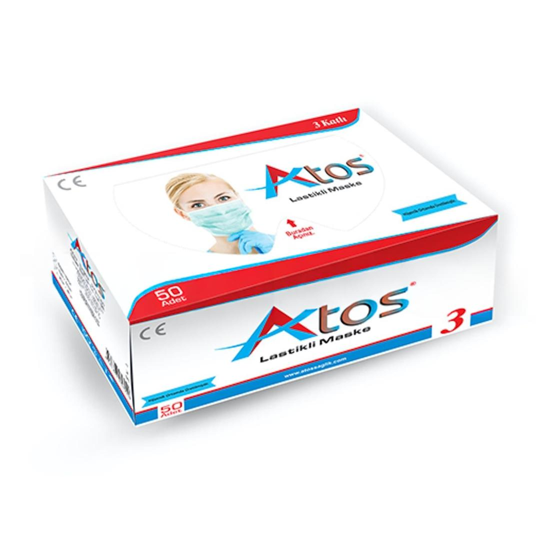 Atos 3 Katlı Cerrahi Maske Telli 50'li (ÜTS Kayıtlı)