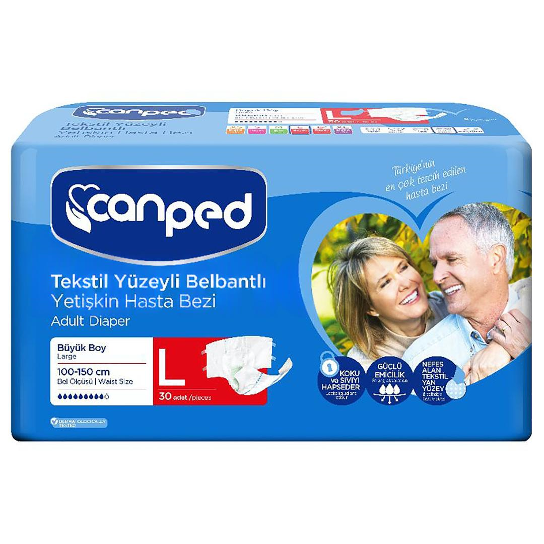 Canped Tekstil Yüzey Belbantlı Hasta Bezi Large 30'lu - Eski Ambalaj