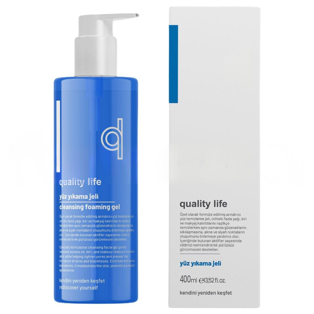 Quality Life Yüz Yıkama Jeli Yağlı Karma Ciltler İçin Siyah Nokta Makyaj Temizleme 400 ml