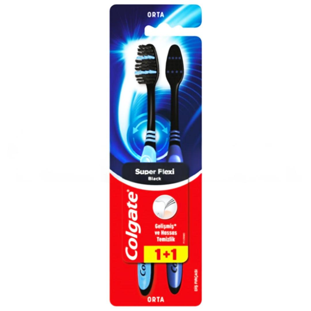 Colgate Süper Flexi Black Orta Diş Fırçası 1+1