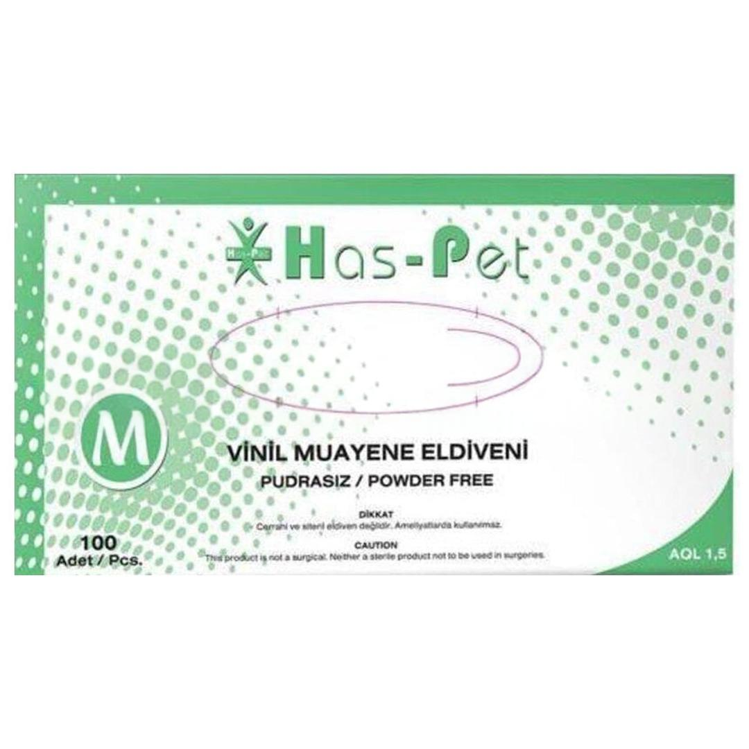 Haspet Vinil Pudrasız Muayene Eldiveni Medium 100 Adet