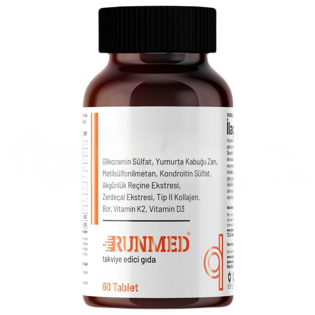 Runmed Glukozamin MSM Kondroitin Tip-II Kolajen D ve K Vitamini Yumurta Kabuğu Zarı 60 Tablet