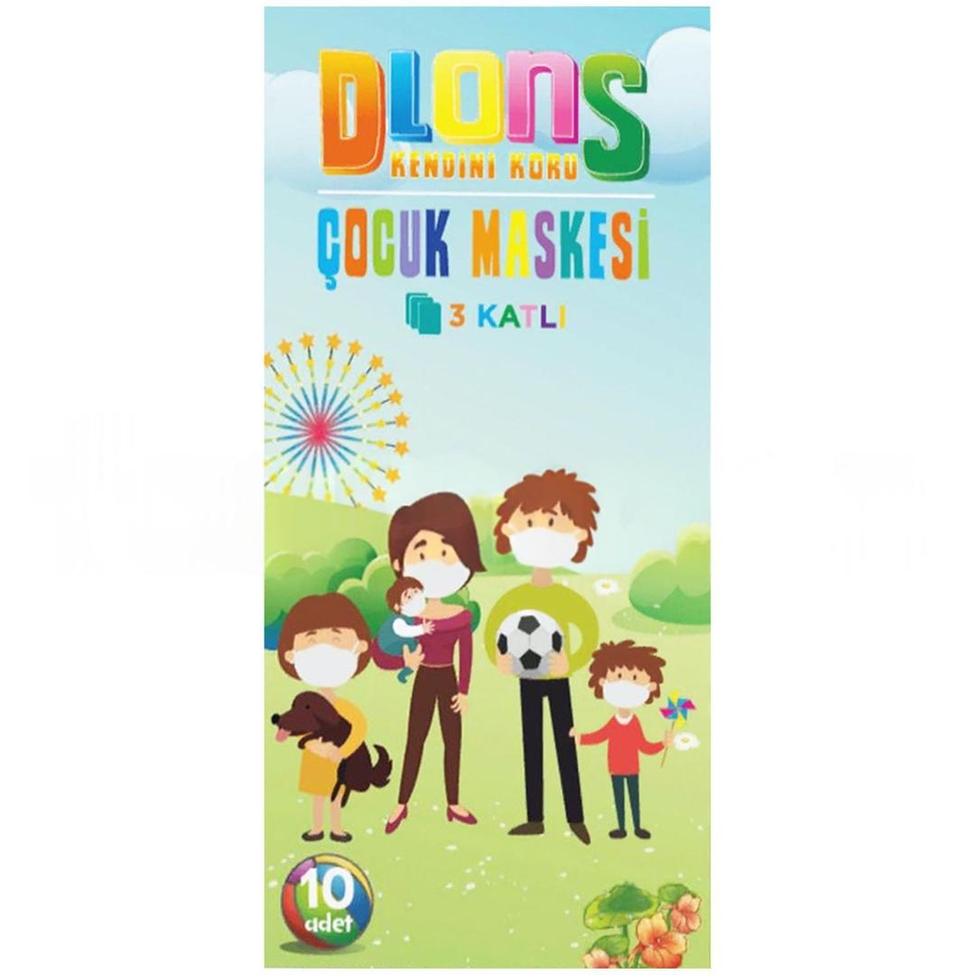 Dlons 3 Katlı Çocuk Cerrahi Maske Telsiz 10'lu