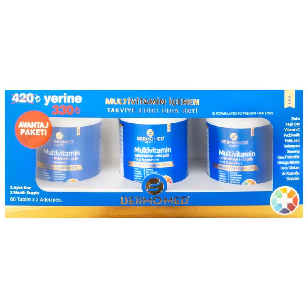 Dermo-Med Healty Avantaj Paketi Biotin + Keratin + Q10 800 mg 60 Tablet - 3 Adet