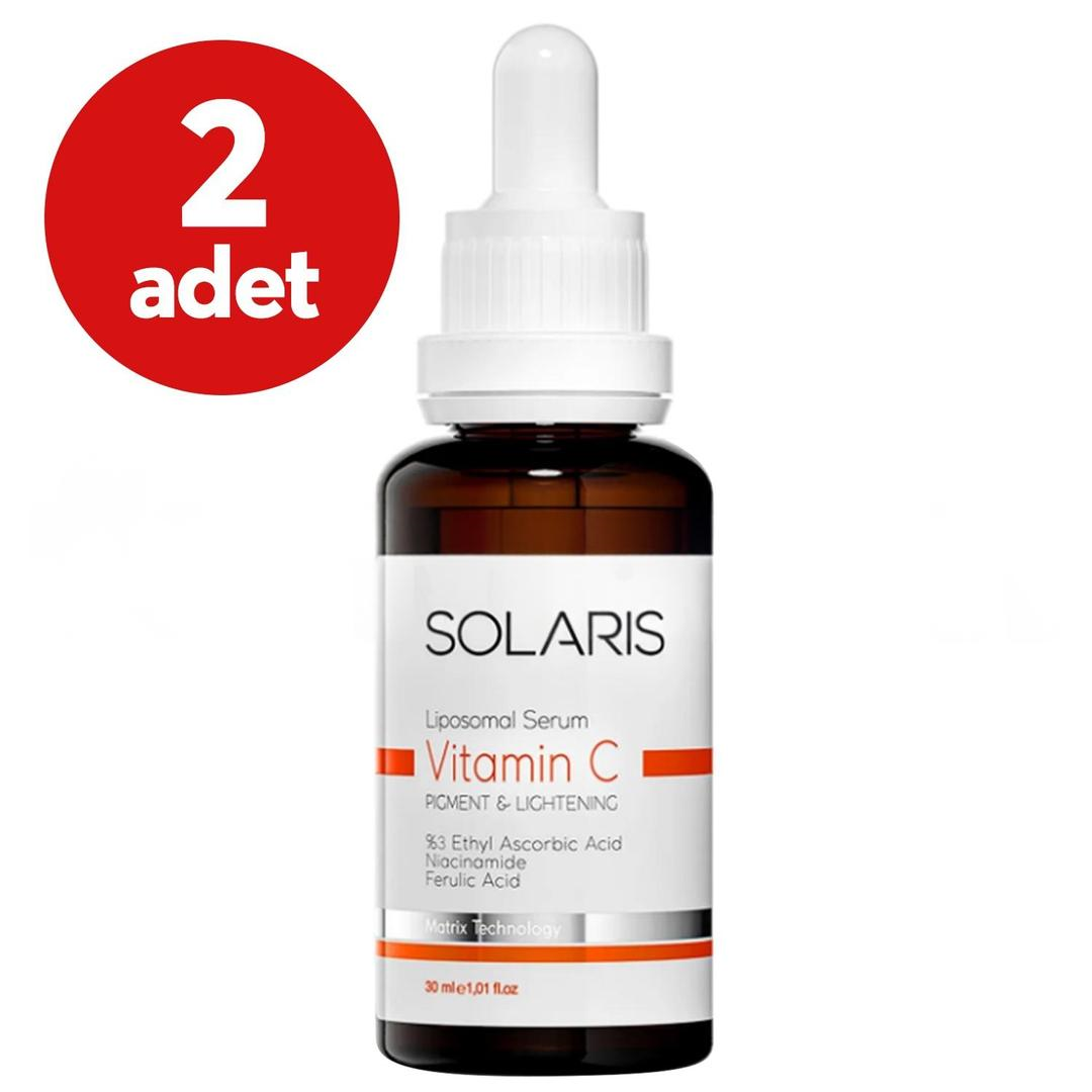 Solaris Leke Karşıtı C Vitamini Cilt Serumu 3% Ethyl Ascorbic Acid ve Niacinamide 30 ml - 2 Adet