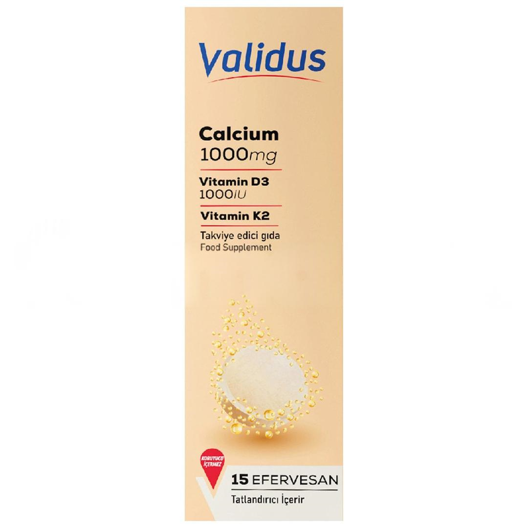 Validus Calcium + Vitamin D3 + Vitamin K2 15 Efervesan Tablet
